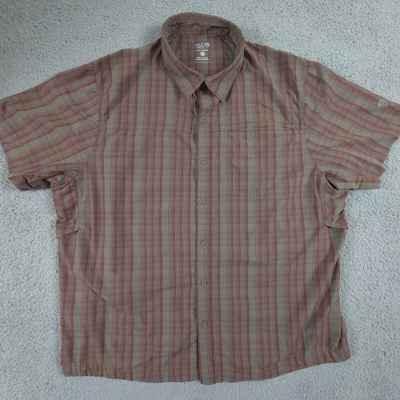 Mountain Hardwear Shirt Mens XL Plaid Short Sleeve Button Up Hiking Outdoors - Picture 2 of 13